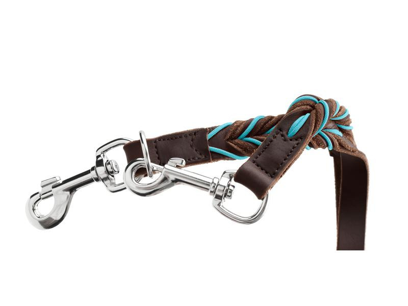 Hunter V-Führleine Solid Education Cord, 20/200, Dunkelbraun/Türkis