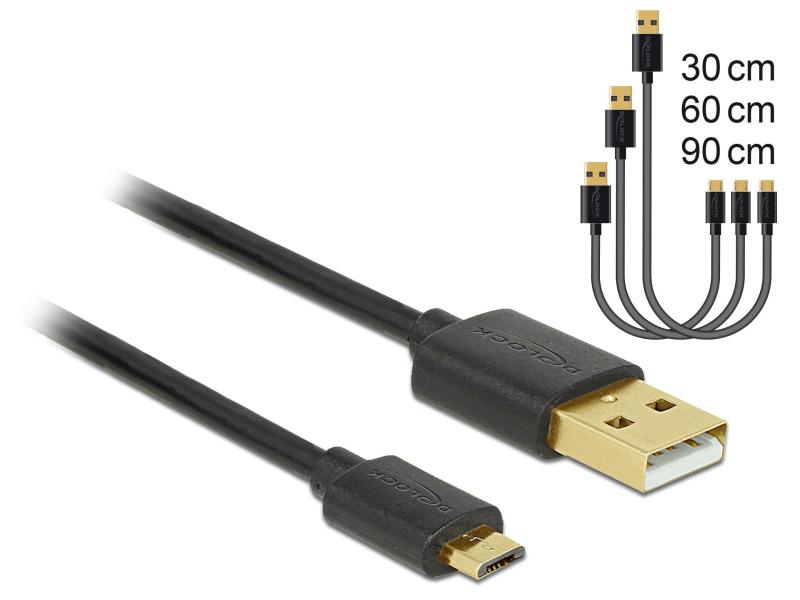 Delock USB 2.0-Kabel A - MicroB 3er Set
