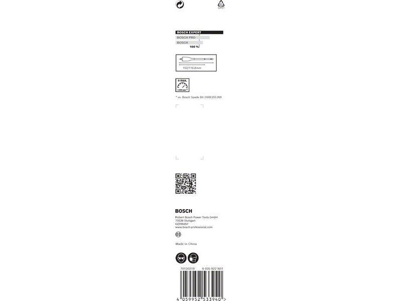 Bosch Professional Flachfräsbohrer EXPERT Self Cut Speed, 22 x 152 mm