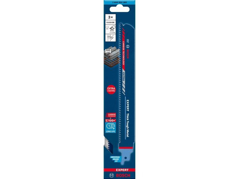 Bosch Professional Säbelsägeblatt EXPERT Thick Tough Metal S 1155 CHC, 3 Stück
