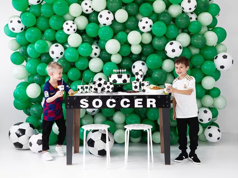Partydeco Einwegbecher Fussball 260 ml, 6 Stück, Schwarz/Weiss