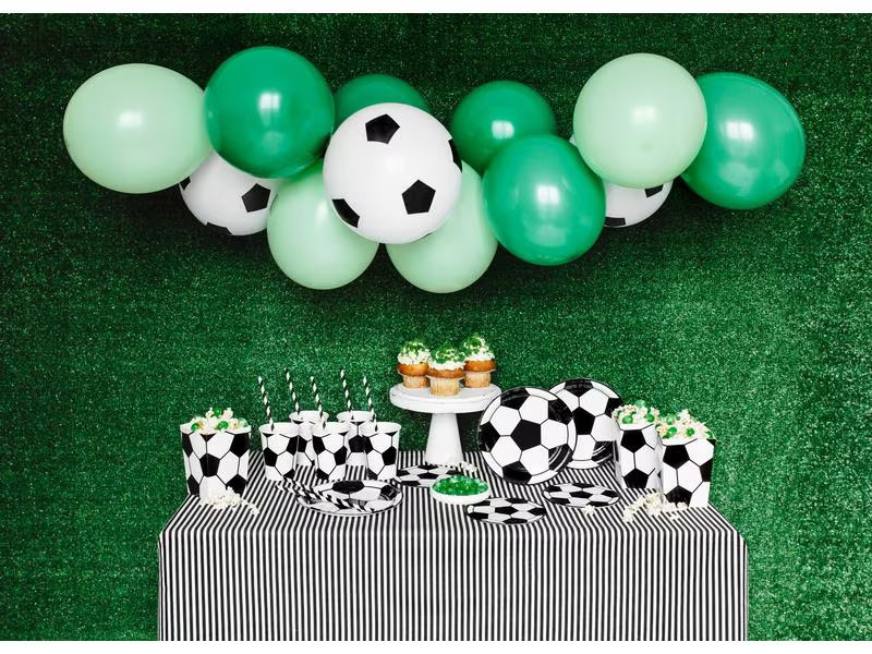 Partydeco Einwegteller Fussball 18 cm, 6 Stück, Schwarz/Weiss