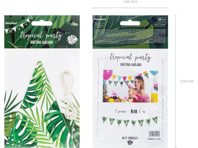 Partydeco Girlande Aloha Blätter 1.3 m, Grün