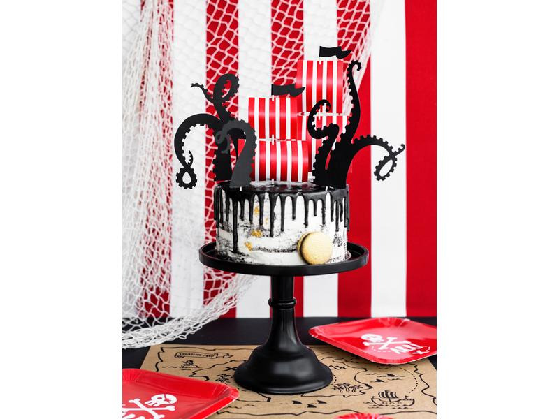 Partydeco Kuchen-Topper Piraten 5 Stück, Rot/Schwarz