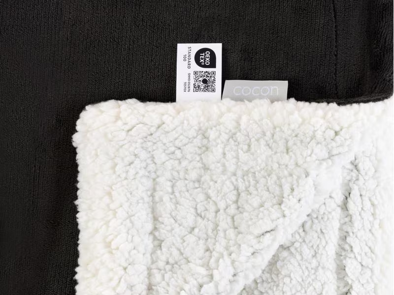 COCON Decke Fleece Sherpa 150 x 200 cm, Anthrazit-Weiss