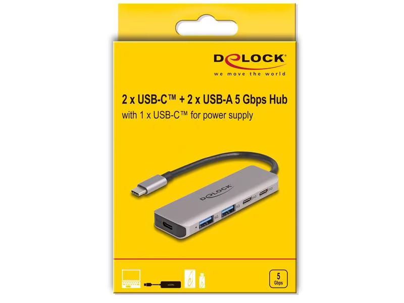 Delock USB-Hub 2x USB C 5Gbps/2x USB A 5Gbps