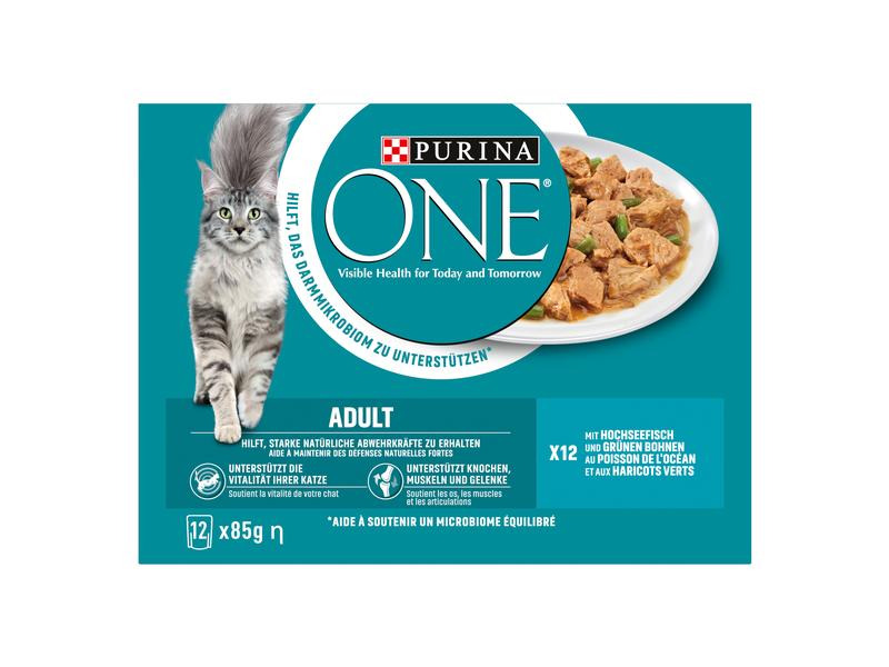 Purina ONE Nassfutter ADULT in Sauce Hochseefisch/Bohnen, 12 x 85g