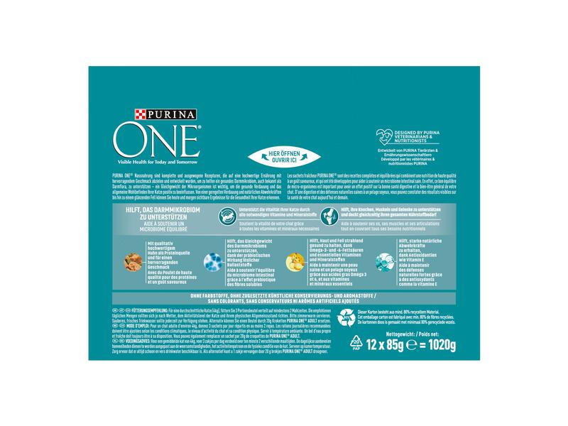 Purina ONE Nassfutter ADULT in Sauce Huhn/Bohnen, 12 x 85g