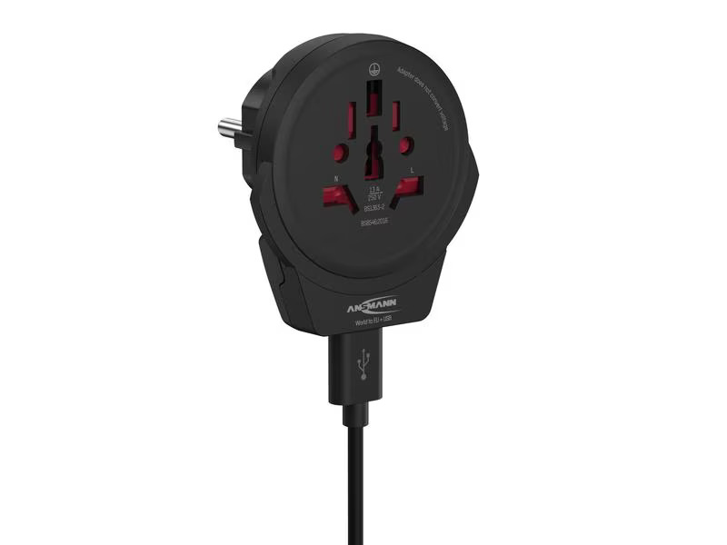 Ansmann Reiseadapter World to EU + USB