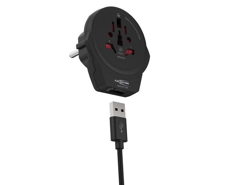 Ansmann Reiseadapter World to EU + USB