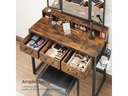VASAGLE Schminktisch mit Hocker 90 x 141 cm, Braun/Schwarz
