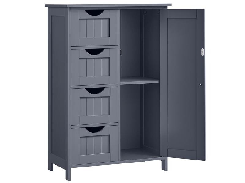 VASAGLE Regal mit 4 Schubladen 55 x 82 cm, Dunkelgrau