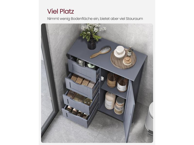 VASAGLE Regal mit 4 Schubladen 55 x 82 cm, Dunkelgrau