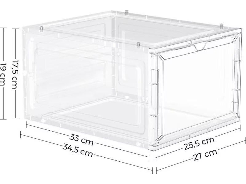 Songmics Schuhorganizer Transparent/Weiss, 6 Stück