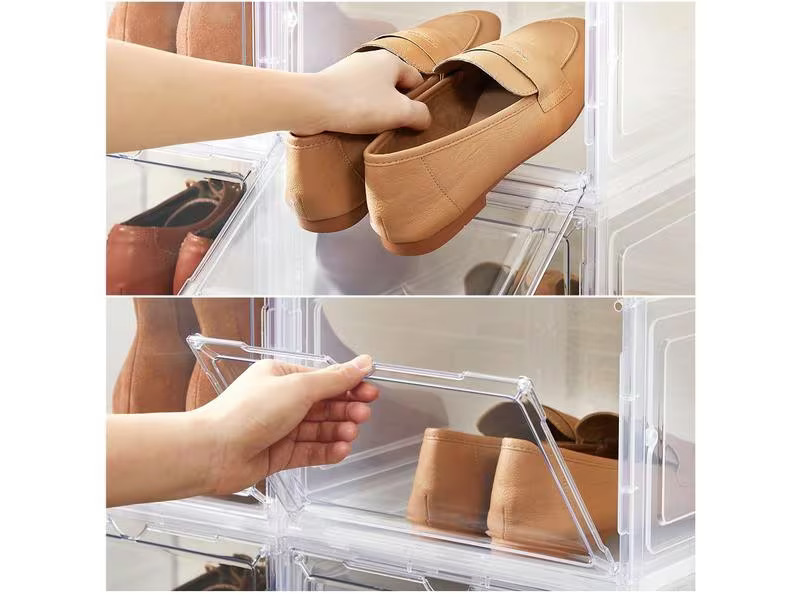 Songmics Schuhorganizer Transparent/Weiss, 6 Stück