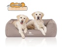 Knuffelwuff Hunde-Bett Leon Velour M – L, 85 x 63 cm, Beige/Grau