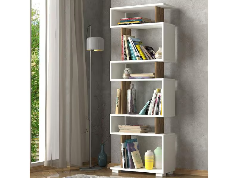 Woody Fashion Regal Blok 60 x 165 x 19.5 cm, Nature/Weiss