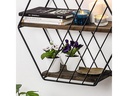 Woody Fashion Wandregal Liliales 44 x 40 x 15 cm, Schwarz/Walnuss