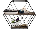 Woody Fashion Wandregal Liliales 44 x 40 x 15 cm, Schwarz/Walnuss