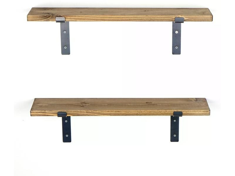 Woody Fashion Wandregal LAM004 2 Stück, 60 x 16 x 14 cm, Walnuss