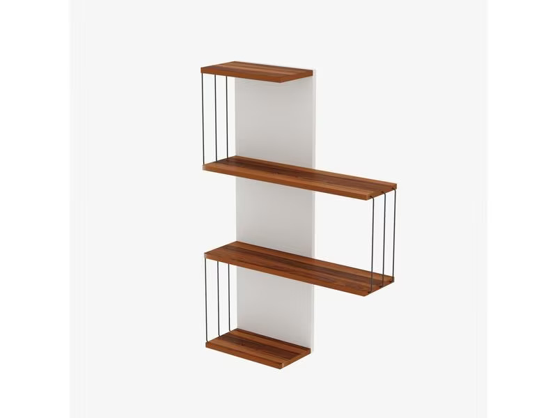 Woody Fashion Wandregal Çambel 64 x 96 x 19 cm, Braun/Weiss