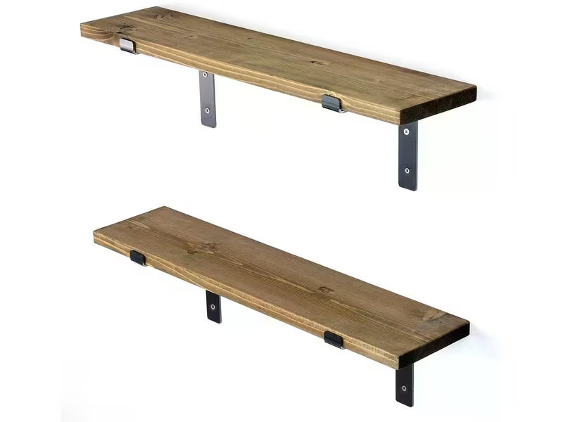 Woody Fashion Wandregal LAM006 2 Stück, 60 x 16 x 14 cm, Walnuss