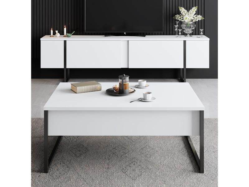 Woody Fashion Tisch Luxe 90 x 60 x 40 cm, Schwarz/Weiss