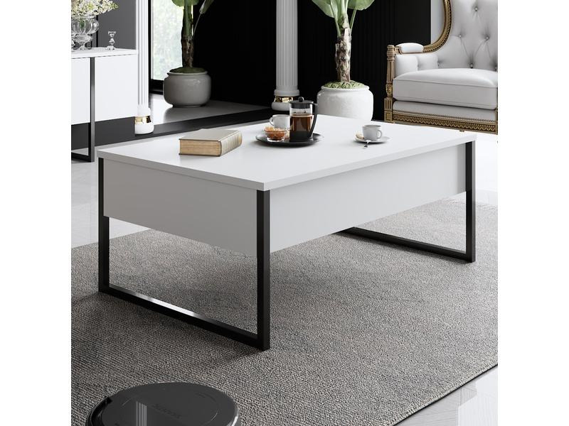 Woody Fashion Tisch Luxe 90 x 60 x 40 cm, Schwarz/Weiss