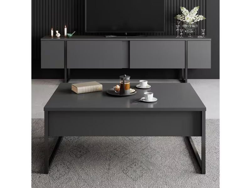 Woody Fashion Tisch Luxe 90 x 60 x 40 cm, Schwarz