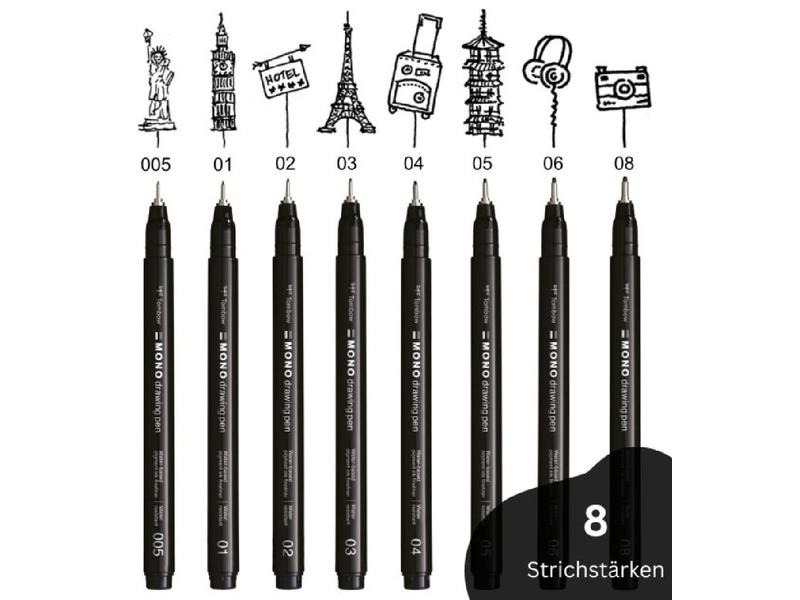 Tombow Filzstift MONO drawing pen 0.4 mm, Schwarz