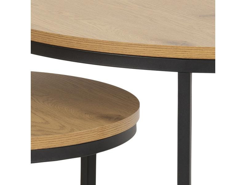 AC Design Beistelltisch Spiro Ø 80/ 50 cm, 2 Stück, Nature/Schwarz