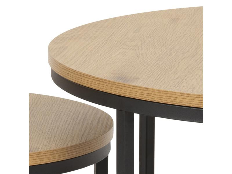 AC Design Beistelltisch Spiro Ø 80/ 50 cm, 2 Stück, Nature/Schwarz