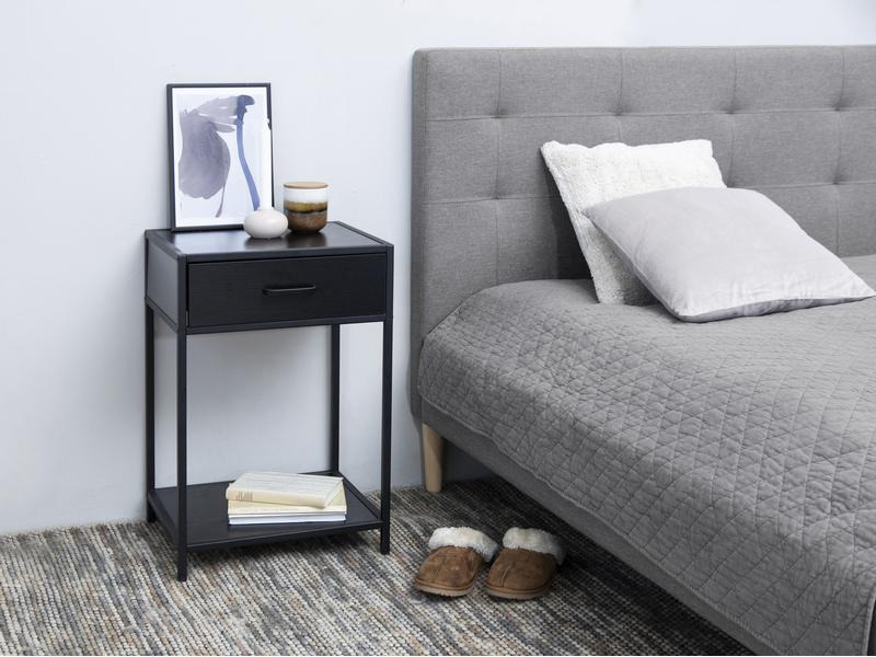 AC Design Nachttisch Seaford 42 x 35 x 63 cm, Schwarz