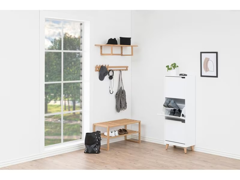 AC Design Schuhschrank  Mitra 47 x 30 x 133.5 cm, Nature/Weiss