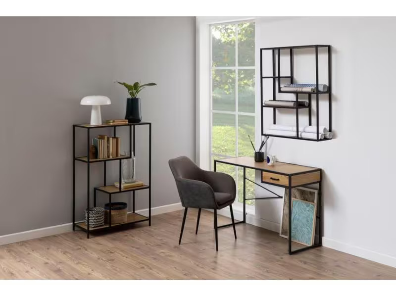 AC Design Wandregal Seaford 75 x 20 x 91 cm, Nature/Schwarz