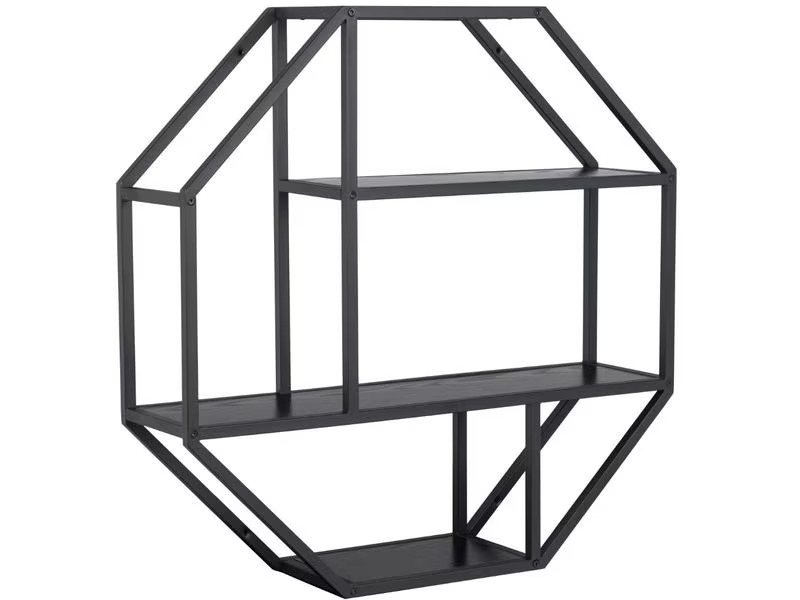 AC Design Wandregal Seaford 77 x 20 x 77 cm, Schwarz