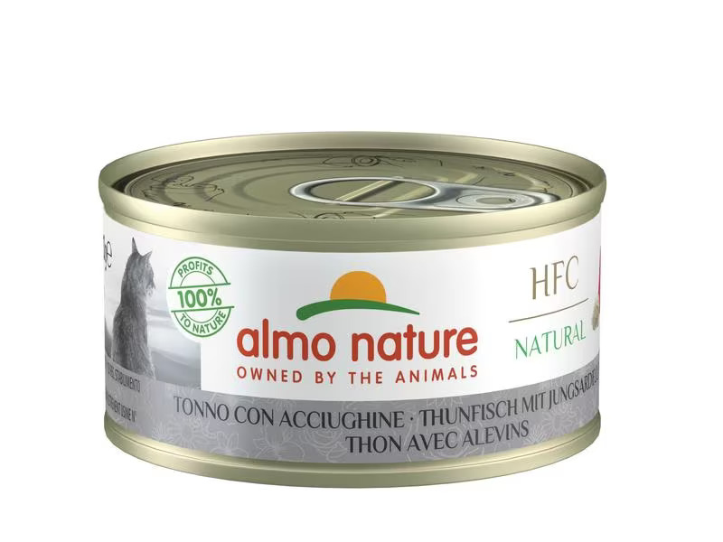 Almo Nature Nassfutter HFC Natural Thunfisch mit Jungsardellen, 24x70 g