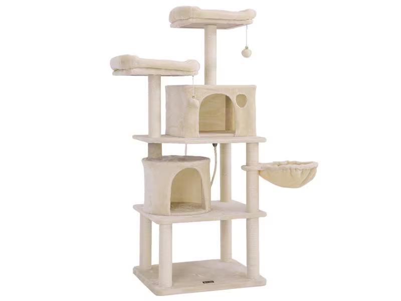 Feandrea Kratzbaum mit 2 Höhlen, 156 cm, Beige