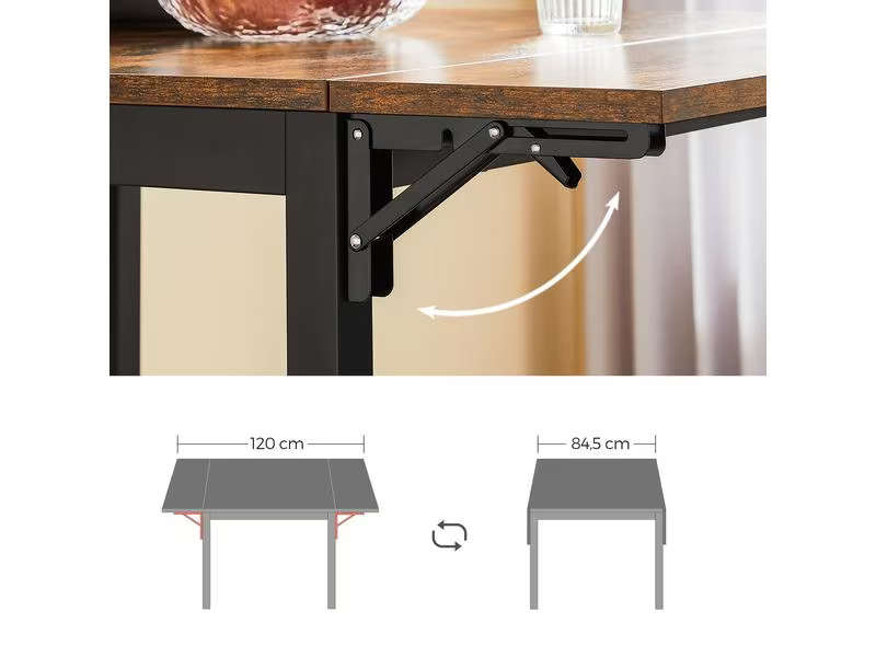 VASAGLE Tisch für 4 Personen 120 x 76.2 cm, Braun/Schwarz