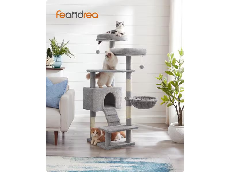 Feandrea Kratzbaum 142 cm, Grau/Beige
