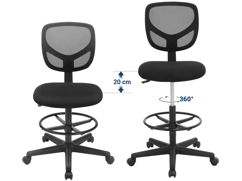 Songmics Bürostuhl mit Fusskreuz, Schwarz