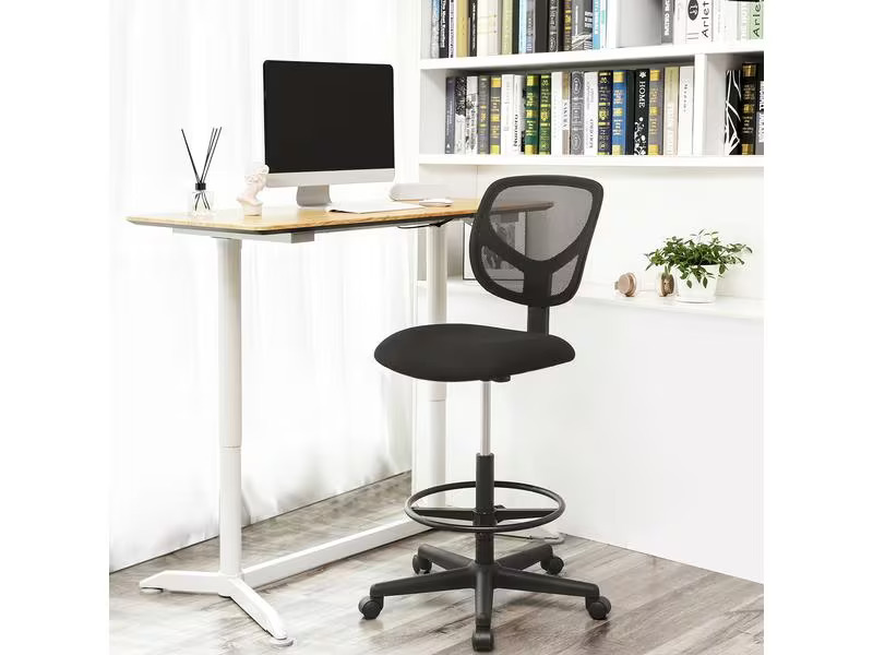 Songmics Bürostuhl mit Fusskreuz, Schwarz