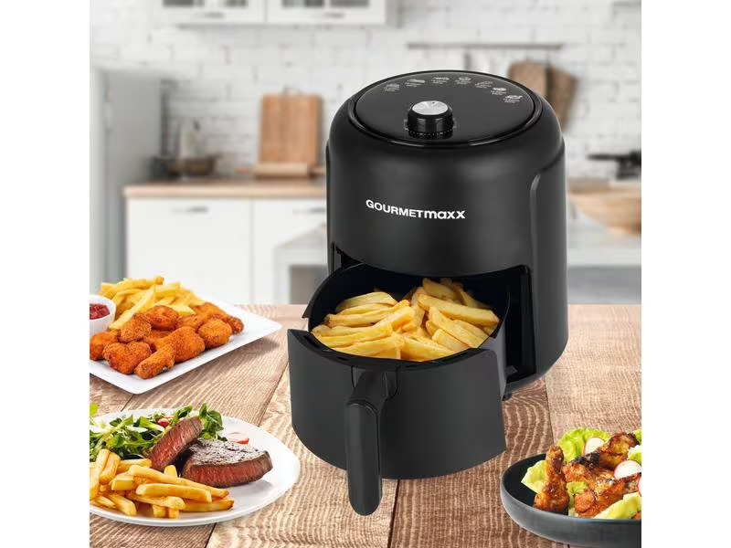 GOURMETmaxx Heissluft-Fritteuse 2 kg, Schwarz