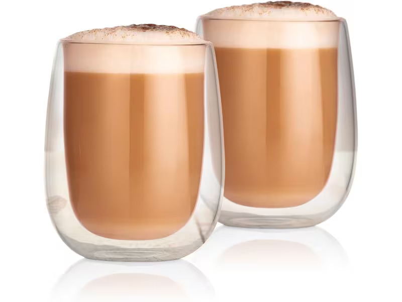 GOURMETmaxx Cappuccino Becher 250 ml, 2 Stück, Transparent