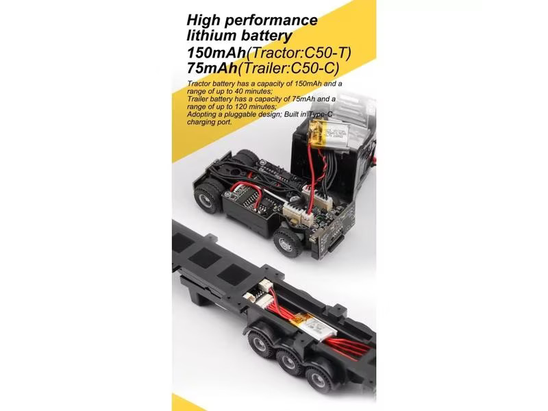 Turbo Racing Lastwagen C50 mit Anhänger Schwarz, 1:76, RTR