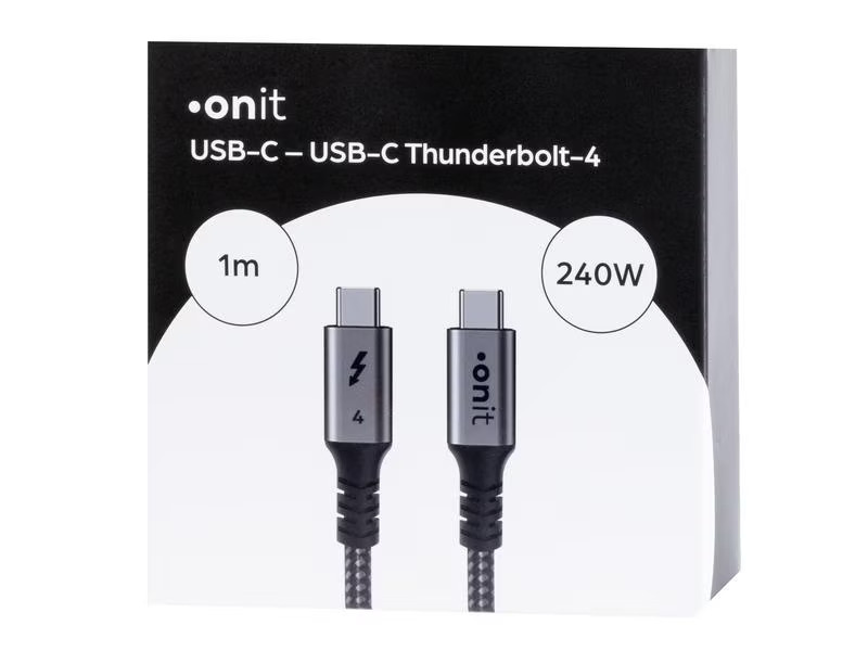 onit Thunderbolt 4-Kabel USB C - USB C 1 m, Grau/Schwarz