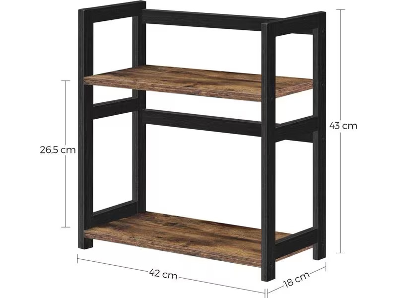 Songmics Regal 2 Ebenen, Braun/Schwarz