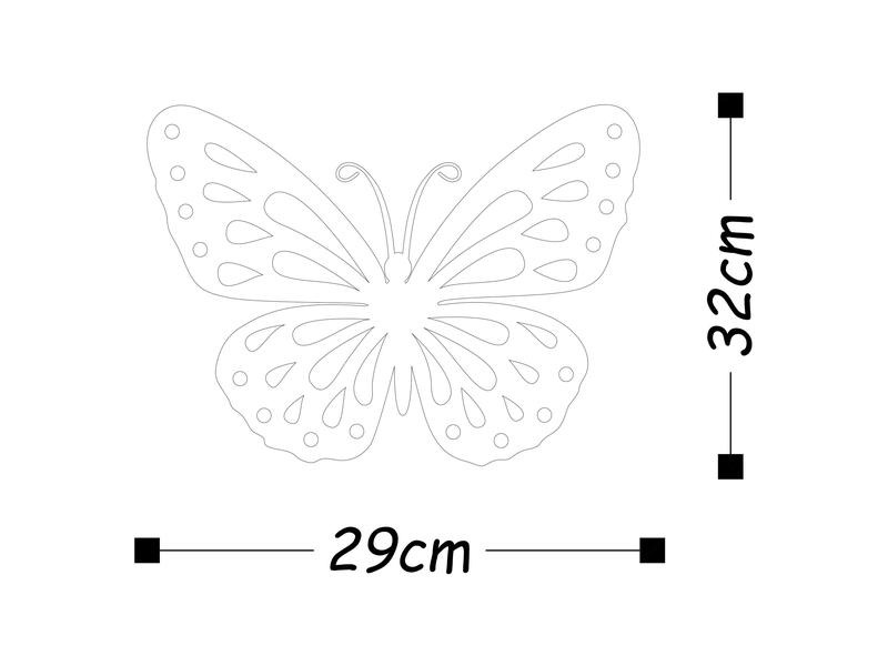 Wallxpert Wanddekoration Schmetterling 32 x 29 cm