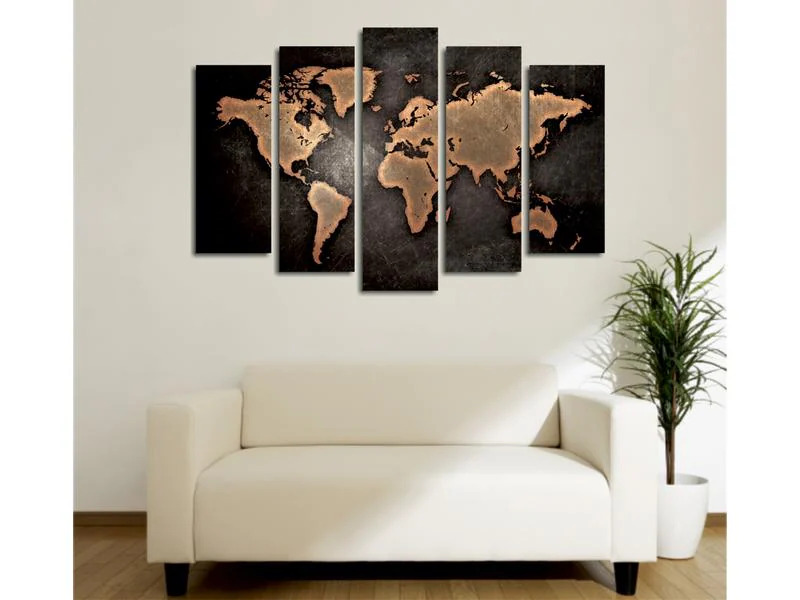 Wallxpert Bild World 5 Teile, 105 x 70 cm