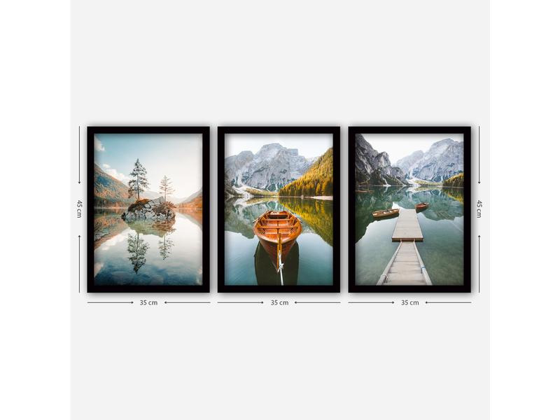 Wallxpert Bild Landschaft 3 Stück, 35 x 45 cm